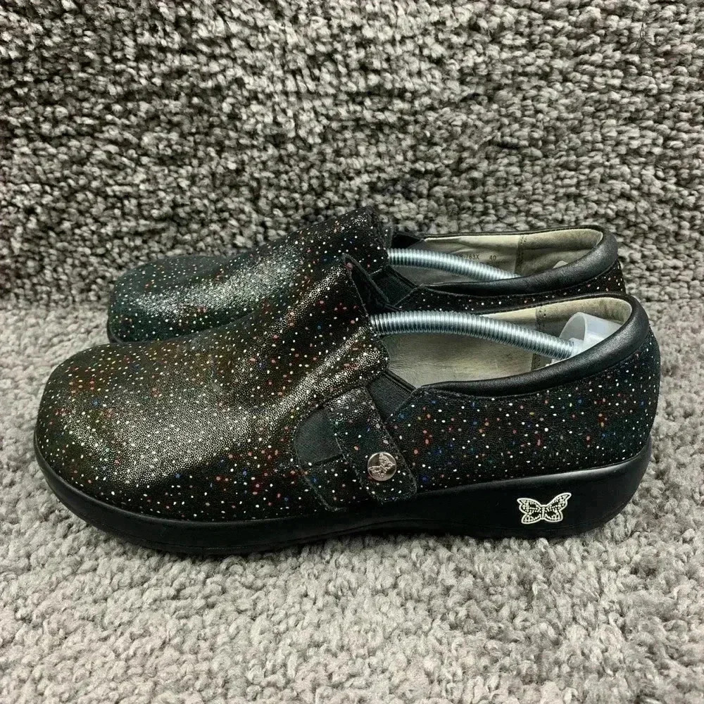 Alegria KAR-763XW Paityn Confetti Sprinkles Black Slip-On Clogs 40 US 9.5-10